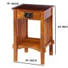 Spacious Mango Wood Telephone Stand with Slatted Side Panels, Brown