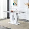 Modern minimalist white marble patterned dining table, bar table. A rectangular office desk. Game table. Table. Used in restaurants, living rooms, ter
