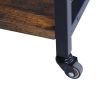 Antique color double-layer shelf with pulleys(Black+Rustic Brown)
