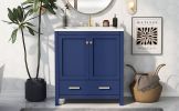 30" Blue Bathroom Vanity with Single Sink, Combo Cabinet Undermount Sink, Bathroom Storage Cabinet with 2 Doors and a Drawer, Soft Closing, Multifunct