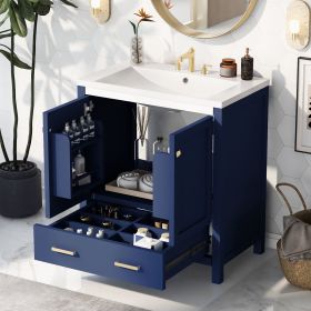 30" Blue Bathroom Vanity with Single Sink, Combo Cabinet Undermount Sink, Bathroom Storage Cabinet with 2 Doors and a Drawer, Soft Closing, Multifunct