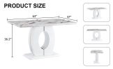 Modern minimalist white marble patterned dining table, bar table. A rectangular office desk. Game table. Table. Used in restaurants, living rooms, ter