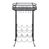 Wine Rack with Glass Holder for 9 Bottles Metal