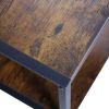 Antique color double-layer shelf with pulleys(Black+Rustic Brown)