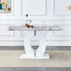 Modern minimalist white marble patterned dining table, bar table. A rectangular office desk. Game table. Table. Used in restaurants, living rooms, ter