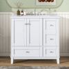 36 Inch Modern Bathroom Vanity with USB Charging, Two Doors and Three Drawers Bathroom Storage Vanity Cabinet, Small Bathroom Vanity cabinet with sing