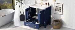 30" Blue Bathroom Vanity with Single Sink, Combo Cabinet Undermount Sink, Bathroom Storage Cabinet with 2 Doors and a Drawer, Soft Closing, Multifunct