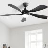 52 Inch Modern Ceiling Fan With 3 Color Dimmable 5 ABS Blades Remote Control Reversible DC Motor With Led Light